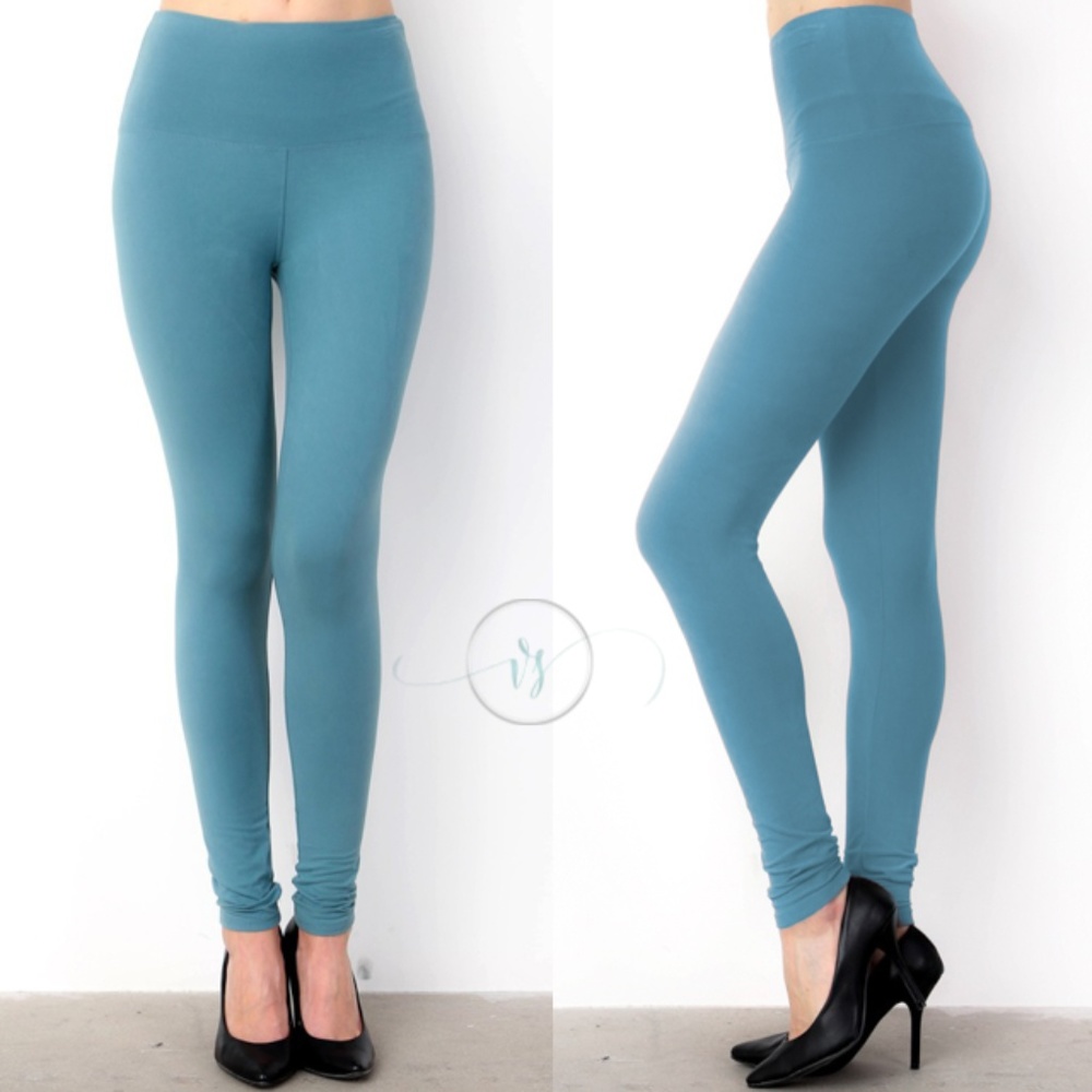 Sea Blue Brushed Knit Leggings